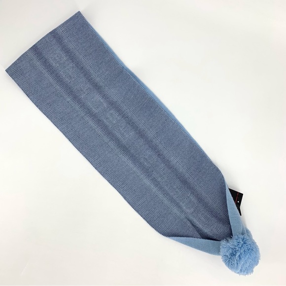 Spyder NWT Frost Blue Jacquard Logo Scarf with PomPoms, One Size - Picture 3 of 16